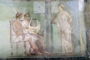 Classical Prints: The Music Lesson, a Roman wall-painting from Herculaneum buried in the eruption of Vesuvius