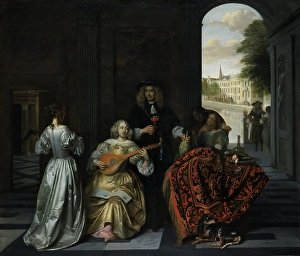 Lutenist Prints: A Music Party, about 1675. Creator: Pieter de Hooch