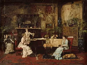 Potted Plants Gallery: The Music Room, 1878. Creator: Mihaly Munkacsy