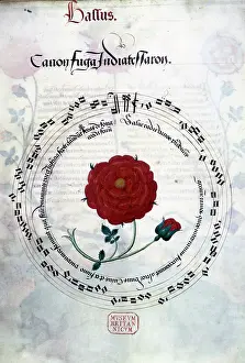 Bass Prints: Musical canon with Tudor rose, c1509-c1547. Creator: Unknown