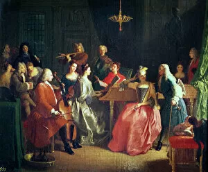 Miguel Collection: Musical Evening, oil on canvas by Miguel Angel Houasse