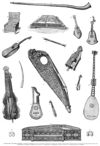 Castanets Prints: Musical Instruments at the South Kensington Museum, 1870. Creator: Unknown