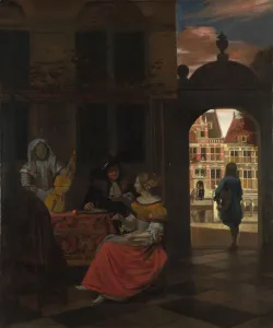 A Musical Party in a Courtyard, 1677. Artist: Hooch, Pieter, de (1629-1684) A Musical Party in a Courtyard, 1677. Artist: Hooch, Pieter, de (1629-1684)