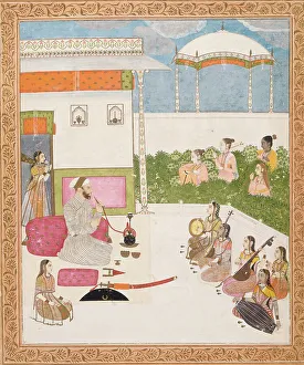 Hookah Prints: Musical Performance (Recto); Page of Calligraphy (Verso), c1750. Creator: Unknown