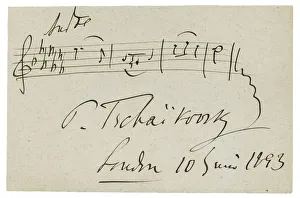 Pyotr Ilyich 1840 1893 Prints: Musical quotation from the Cradle song op. 16 no. 1 in A flat minor, 1893
