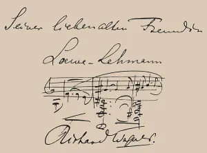 Richard 1813 1883 Prints: Musical quotation dedicated to the opera singer Lilli Lehmann (1848-1929)