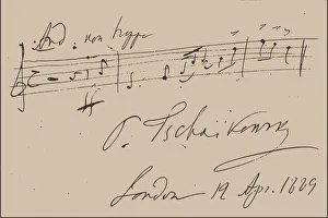 Pyotr Ilyich 1840 1893 Prints: Musical quotation from the Suite No. 1, Op. 43, 1889