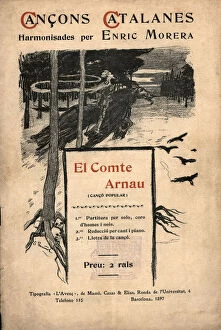 Musical score from the popular song El Comte Arnau, harmonized by Enric Morera (Barcelona