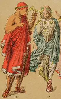 Shawl Prints: Musician and Etruscan dancer's costume