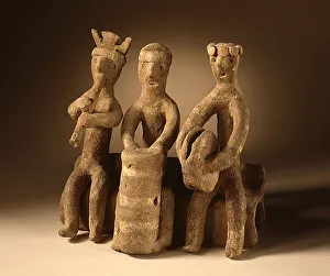 Slip Painted Ceramic Prints: Musicians, 200 B.C.-A.D. 500. Creator: Unknown
