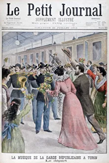 Railway Carriage Prints: Musicians of the French Republican Guard, Turin, Italy, 1902. Artist: Yrondy