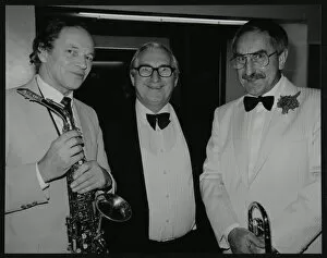 Dennis Matthews Gallery: Musicians John Dankworth and Don Lusher with Dennis Matthews of Crescendo magazine, London, 1985