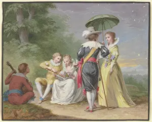 Parasol Prints: Musicians playing at the edge of the forest, 1770-1800. Creator: Friedrich Tischbein