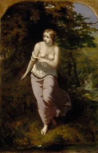 Arthur Hughes Prints: Musidora Bathing, 1849. Creator: Arthur Hughes
