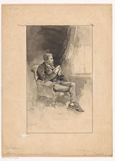 Looking Out Prints: Musing man in an armchair, 1870-1937. Creator: Willem Wenckebach