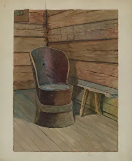 Wooden Furniture Prints: Muskego Church Chair, c. 1936. Creator: Bertrand E. Old