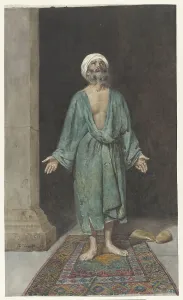 Prayer Rug Prints: Muslim man praying, 1882. Creator: Enrico Tarenghi