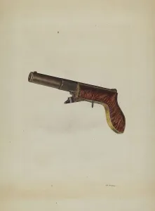 Alf Bruseth Prints: Muzzle Loading Pistol, c. 1940. Creator: Alf Bruseth