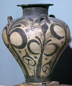 Mycenae Prints: Mycenaean amphora with plant forms, 15th century