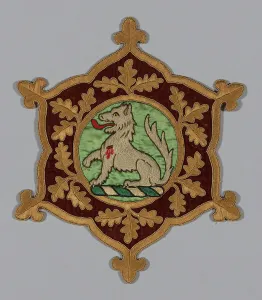 Laidwork And Couching Prints: Myddelton Biddulph Armorial Medallion, Wales, c. 1846. Creator: AWN Pugin