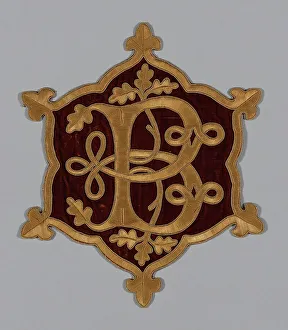 Linen Plain Weave Prints: Myddelton Biddulph Armorial Medallion, Wales, c. 1846. Creator: AWN Pugin