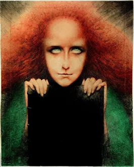 Brussels Prints: Mysteriosa, Portrait of Madame Stuart-Merrill, 1892. Creator: Delville, Jean (1867-1953)