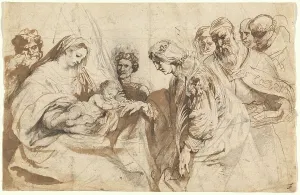 Gray Wash Prints: The Mystic Marriage of Saint Catherine, c. 1618. Creator: Anthony van Dyck