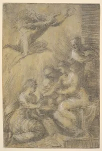 Andrea Schiavone Prints: The mystic marriage of Saint Catherine, ca. 1550. Creator: Andrea Schiavone