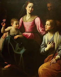 Neapolitan Prints: Mystic Marriage of St Catherine, 1614. Creator: Fabrizio Santafede