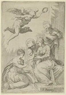 Andrea Schiavone Prints: The Mystic Marriage of St. Catherine, 16th century. Creator: After Marco Angolo del Moro