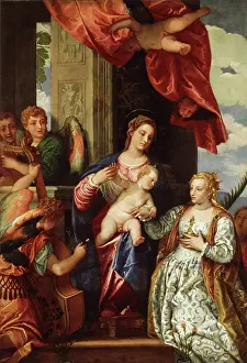 Cello Prints: The Mystic Marriage of St. Catherine, c.between 1550 and 1560. Creator: Paolo Veronese