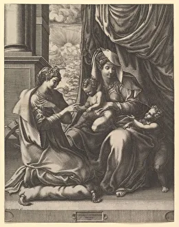 Catherine Saint Prints: The Mystic Marriage of St. Catherine, ca. 1555-56. Creator: Giorgio Ghisi