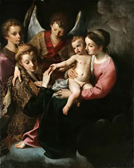 Carracci Prints: The Mystical Marriage of Saint Catherine, ca 1585. Creator: Carracci, Annibale (1560-1609)