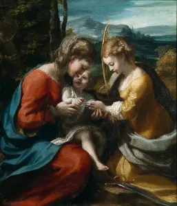 Fourteen Holy Helpers Prints: The Mystical Marriage of Saint Catherine, 1517-1518. Creator: Correggio (1489-1534)