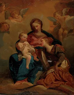 Blommer Nils Jakob Prints: The Mystical Marriage of Saint Catherine, copy, 1850. Creator: Nils Jakob Blommer