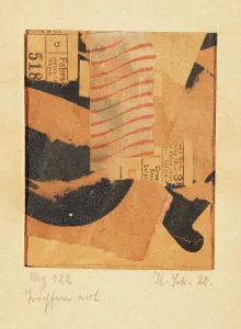 Collage Prints: Mz 122 Tropfen rot. (Merzzeichnung), 1920. Creator: Schwitters, Kurt (1887-1948)