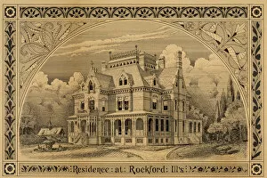 Residence Gallery: N. C. Thompson House, Rockford, Illinois, Perspective, 1876. Creator: Peter Bonnett Wight