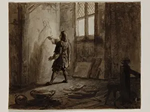 At Work Prints: N. Poussin in his Studio, 19th century. Creator: Pierre Nolasque Bergeret