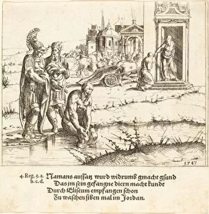 Elisha Gallery: Naaman is Cured of Leprosy, 1547. Creator: Augustin Hirschvogel