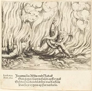 Hirsvogel Augustin Gallery: Nadab and Abihu, 1549. Creator: Augustin Hirschvogel
