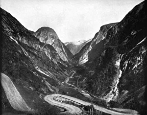 Hairpin Bend Prints: Naerodal Pass, Norway, 1893. Artist: John L Stoddard