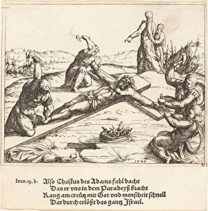 Hirsvogel Augustin Gallery: The Nailing to the Cross, 1548. Creator: Augustin Hirschvogel