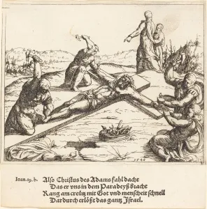 Hirschvogel Augustin Prints: The Nailing to the Cross, 1548. Creator: Augustin Hirschvogel