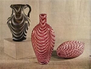 Glass Gallery: Nailsea jug and flasks, late 18th-first half of the 19th century, (1946). Creator: Unknown