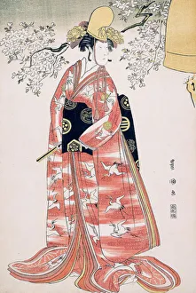 Kabuki Prints: Nakamura Noshio as Hanako in Musume Dojoji, 1796. Creator: Utagawa Toyokuni I