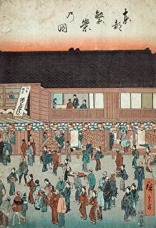 Nakamura Theatre Prints: Nakamuraza Kabuki Theatre (image 1 of 3), 1854. Creator: Ando Hiroshige