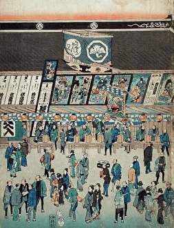 Nakamura Theatre Prints: Nakamuraza Kabuki Theatre (image 2 of 3), 1854. Creator: Ando Hiroshige