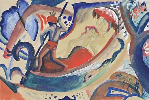 Macke Prints: Naked girls in the boat, 1911. Creator: Macke, August (1887-1914)