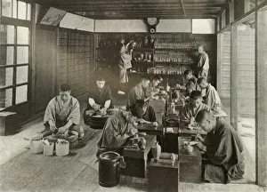 Machine Prints: Namikawas Workroom, 1910. Creator: Herbert Ponting