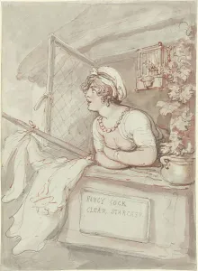 Looking Out Prints: Nancy Cock - Clear Starcher, c. 1815. Creator: Thomas Rowlandson